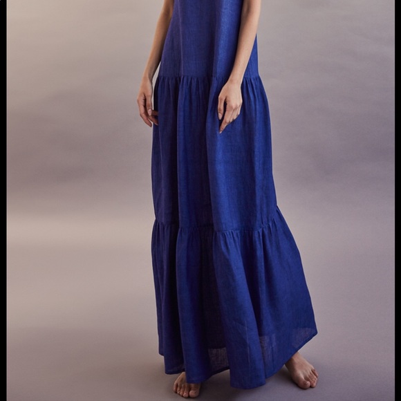 NWT $290 Harshman Havilland indigo linen dress M - Picture 3 of 8